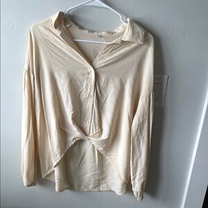 Cream Button-Up Women's Top